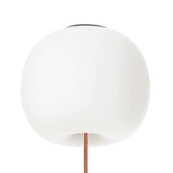 kdln Stropné svietidlo Kushi XL, medená farba/biela, Ø 43 cm, sklo