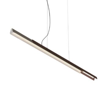 kdln Závesné svietidlo Dala lineárne, tmavošedá/drevina, 2 700 K 150 cm