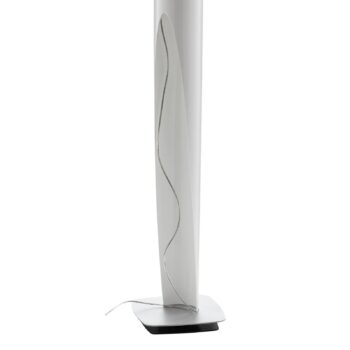 kdln stojaca lampa Shakti, strieborná, biela saténová, výška 200 cm