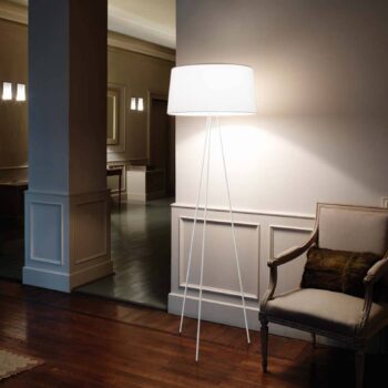 kdln stojaca lampa Tripod, biela, výška 175 cm, stmievač