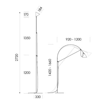midgard LED stojacia lampa AYNO L, čierna/čierna 4 000 K 166 cm