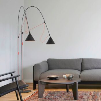 midgard LED stojacia lampa AYNO L, čierna/oranžová 2 700 K 166 cm