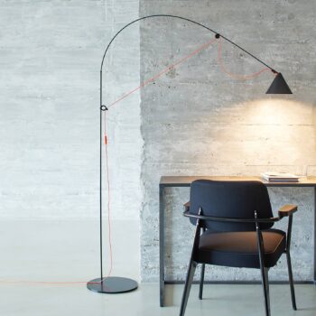 midgard LED stojacia lampa AYNO L, čierna/oranžová 4000 K 166 cm