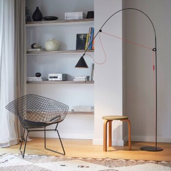 midgard LED stojacia lampa AYNO L, čierna/oranžová 4000 K 166 cm