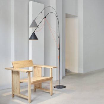 midgard LED stojacia lampa AYNO L, čierna/oranžová 4000 K 166 cm
