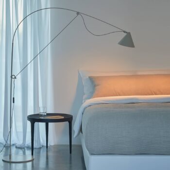 midgard LED stojacia lampa AYNO L, sivá/sivá, 3 000 K, 166 cm