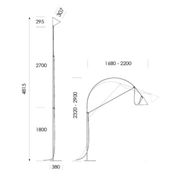 midgard LED stojacia lampa AYNO XL, sivá/sivá, 2 700 K, 290 cm