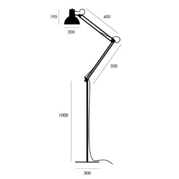 midgard pružinová stojaca lampa nastavenie, čierna