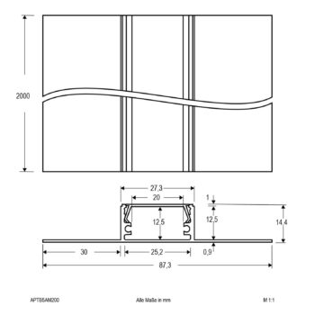 profil na suchú montáž 200 cm hliník, opálový kryt