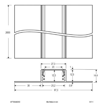 profil na suchú montáž 200 cm hliník, opálový kryt