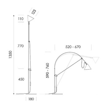 stolová LED lampa midgard AYNO S, sivo-oranžová, 2 700 K, 76 cm