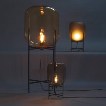 stolová lampa pulpo Oda Small, dymovo sivá/čierna, výška 45 cm