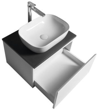 AQUALINE - ALTAIR skrinka s doskou 58 cm, biela/antracit bridlica AI263-03