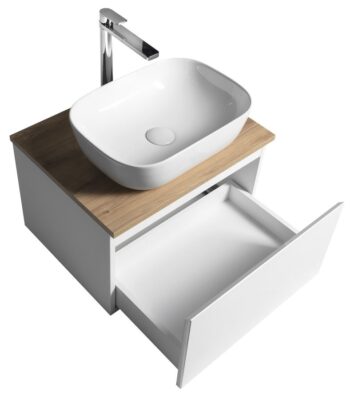 AQUALINE - ALTAIR skrinka s doskou 58 cm, biela/dub emporio AI263-02