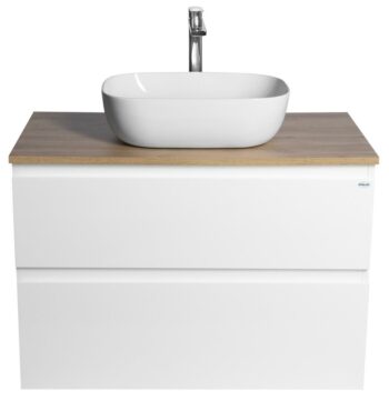 AQUALINE - ALTAIR skrinka s doskou 87,5 cm, biela/dub emporio AI290-02