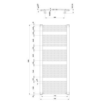 AQUALINE - ORBIT vykurovacie teleso s bočným pripojením 750x1680 biela ILO67T