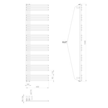 AQUALINE - POSEIDON vykurovacie teleso 450x1540, biela PS415