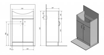 AQUALINE - SIMPLEX ECO 55 umývadlová skrinka vrátane umývadla 53x83,5x30,7cm SIME550