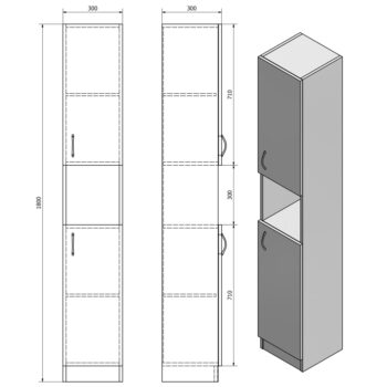 AQUALINE - SIMPLEX ECO vysoká skrinka 30x180x30cm SIME320