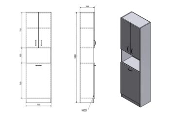 AQUALINE - SIMPLEX ECO vysoká skrinka s košom 50x180x30cm SIME510