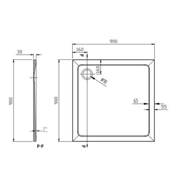 AQUALINE - TECMI vanička z liateho mramoru, štvorec 90x90x3cm PQ009
