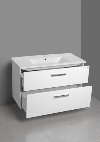 AQUALINE - VEGA umývadlová skrinka 97x60x43,6cm, 2x zásuvka, biela VG103