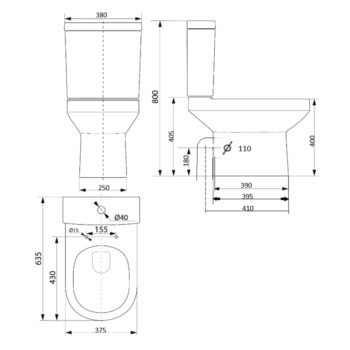 AQUALINE - VERMET WC kombi mísa, spodný/zadný odpad, biela VR038