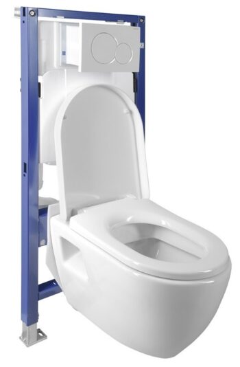 AQUALINE - Závesné WC Nera s podomietkovou nádržkou do sadrokartónu a tlačidlom Geberit, biela WC-SADA-16