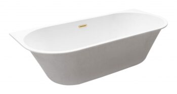 BESCO - Asymetrická vaňa VICA SLIM+ biela, sifón so štrbinovým prepadom - Farba sifónu - Zlatá, Nožičky k vani - Bez nožičiek, Rozmer vane - 170 × 80 cm VANVIC170SLIMZ