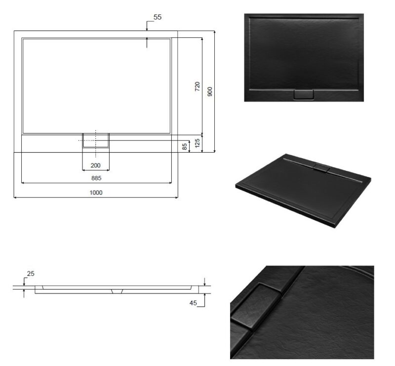 BESCO - Obdĺžniková sprchová vanička AXIM - STONE EFFECT - Farba - Stone efect, Rozmer A - 100 cm, Rozmer B - 90 cm VANKAXIM1090S BESCO - Obdĺžniková sprchová vanička AXIM - STONE EFFECT - Farba - Stone efect, Rozmer A - 100 cm, Rozmer B - 90 cm VANKAXIM1090S