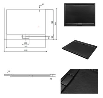 BESCO - Obdĺžniková sprchová vanička AXIM - STONE EFFECT - Farba - Stone efect, Rozmer A - 110 cm, Rozmer B - 90 cm VANKAXIM1190S