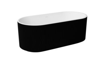BESCO - Voľne stojaca vaňa GIULIANA čierna/biela, sifón so štrbinovým prepadom - Farba - Čierna / biela, Farba sifónu - Chróm, Rozmer vane - 150 × 75 cm VANGIU150BWN