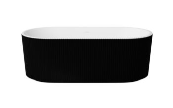 BESCO - Voľne stojaca vaňa GIULIANA čierna/biela, sifón so štrbinovým prepadom - Farba - Čierna / biela, Farba sifónu - Chróm, Rozmer vane - 150 × 75 cm VANGIU150BWN
