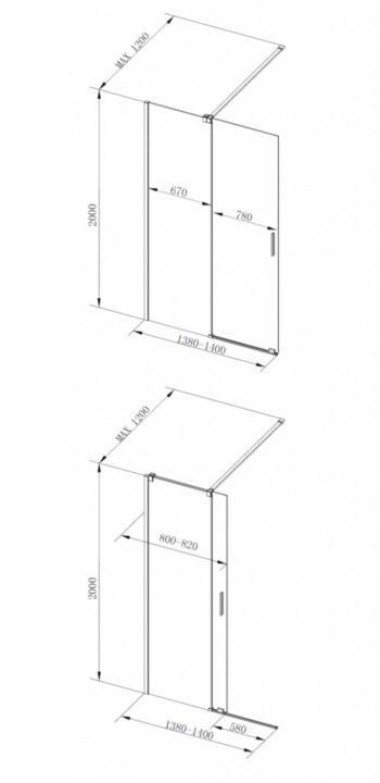 BESCO - Walk-in sprchovací kút VAYO - FARBA rámu - Chróm / Leštený hliník (ALU), Rozmer A - 140, Rozmer C - 200, Smer zatvárania - Univerzálne Ľavé / Pravé, Výplň - Číre bezpečnostné sklo - 8 mm BCVAYO140CC