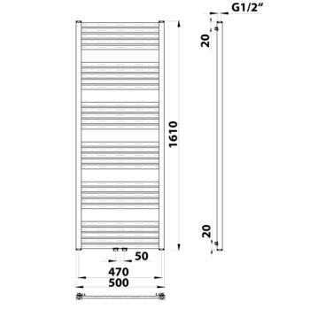 Bruckner - GRUNT vykurovacie teleso 500x1610 stredové pripojenie, biela 600.123.4