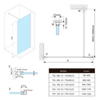 Bruckner - SPITZA sprchová zástena WALK-IN, 1200, číre sklo 750.120.1