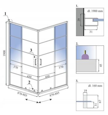 CALANI - Sprchovací kút DELTA 90x90 CAL-K6521