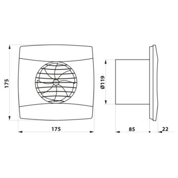CATA - UC-12 TH kúpeľňový ventilátor axiálny s automatom, 12W, potrubie 120, čierna 01302200
