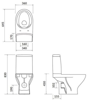 CERSANIT - WC KOMBI MODUO 43 cm 673 011 3/5 CLEAN ON, SEDADLO DUROPLAST-SOFT CLOSE K116-035