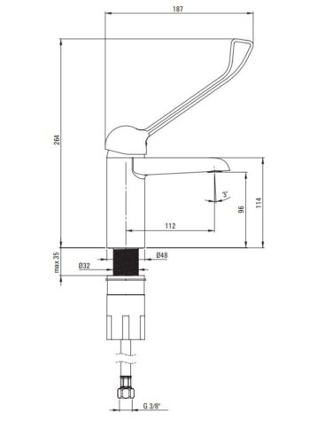 DEANTE - Corio chróm - Umývadlová batéria s pákou Clinic - ECO - cartridge BFCE020C