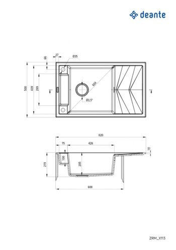 DEANTE DEANTE - Magnetic čierna - Magnetic Granitový drez s odkvapkávačom ZRM_N113
