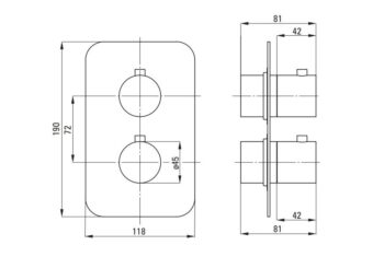 DEANTE - Therm čierna - Vonkajší prvok, pre termostatický BOX BXY_NEBT