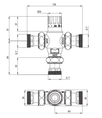 DEANTE - Uzáver chróm - Centrálny termostatický zmiešavač BCH_1X3T