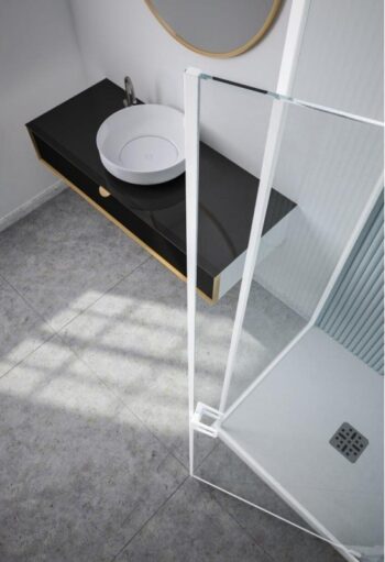 FORTE - Pevná stena DECO F1C - FARBA rámu - Hliník ossidato, Rozmer A - 80, Výplň - Číre bezpečnostné sklo - 6 mm BDE902FC348103