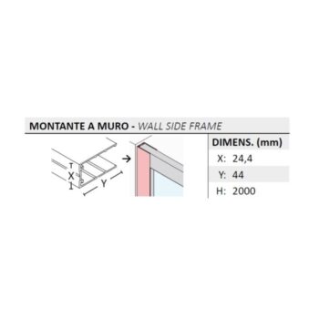 FORTE - Pevná stena DECO F1C - FARBA rámu - Hliník ossidato, Rozmer A - 80, Výplň - Číre bezpečnostné sklo - 6 mm BDE902FC348103
