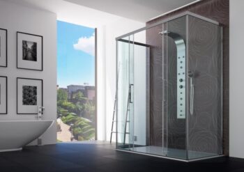 FORTE - Sprchové dvere URBAN ESSENCE N2FS - Farba rámu zásteny - Hliník ossidato, Rozmer A - 150, Smer zatváranie - Univerzálny Ľavé / Pravé, Výplň - Číre bezpečnostné sklo - 6 mm, Výška - 200 BEN23A1
