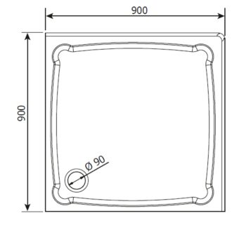 GELCO - DIONA sprchová vanička z liateho mramoru, štvorec 90 x 90 x 7,5 cm GD009