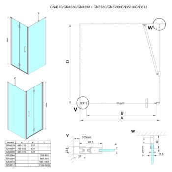 GELCO - LORO obdĺžniková sprchová zástena 900x800 GN4590-03
