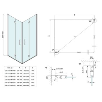 GELCO - LORO obdĺžniková sprchová zástena 900x800, rohový vstup GN4790-03