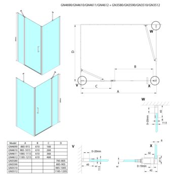 GELCO - LORO štvorcová sprchová zástena 1000x1000  GN4610-01